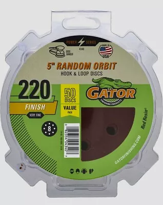 Gator 5  Random Orbit Hook & Loop Discs 8 Hole Sanding Discs (50 Pack/Mult. SZs) • $10