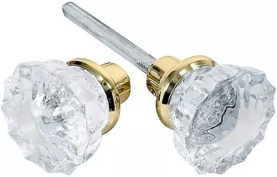 Mortise Lock Crystal Glass Door Knob Replacement Set Brass Finish Base • $20.44