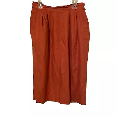 Women’s Vintage Georgiou Classic Burnt Orange Skirt 100% Silk Size 10 • $28.99