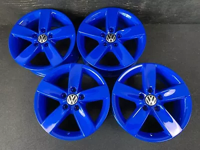 (4) VW Volkswagen Jetta Gloss Blue Powder Coat Wheels Rims + Caps 16  Hol.69957 • $795