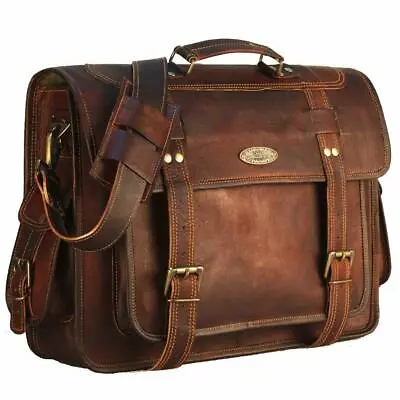 Men's Handmade Genuine Leather Vintage Laptop Bag Messenger Briefcase Satchel • £55.32