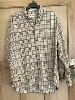 Mens Orvis Corduroy Check Shirt Country Twill Collared Size M 44” • £15