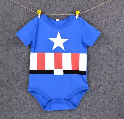 Halloween Captain America Baby Boys Bodysuit Newborn Marvel Avengers DC Comics • £12.95