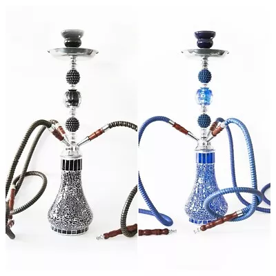 M Size Black Blue 3 Hose Shisha Hookah Handmade Traditional Collectible Gift Au • $92.95