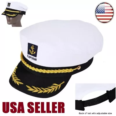 Adult Navy Cap Yacht Boat Captain Ship Marine Admiral Hat Costume Party USA • $9.58