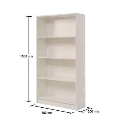Tall Bookcase Shelving Storage Unit 4 Tier Adjustable Shelves Wooden Living Room • £69.99