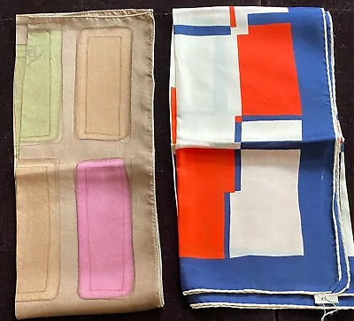 Two Vintage French Mid Century Modern Silk Scarves  WW920 • $50
