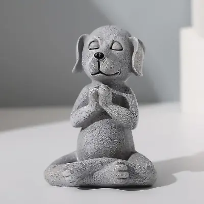 Home Decor Meditating Buddha Dog Statue 5  Figurine Funny Yoga Zen Sculpture • $25.99