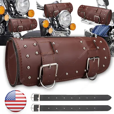 Motorcycle Front Fork Tool Roll Bag PU Leather Saddlebag Handlebar Storage Pouch • $10.99