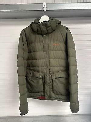 Rab Sanctuary Jacket Green Khaki Down Walking Hiking Hooded Size Small LC103 • £30