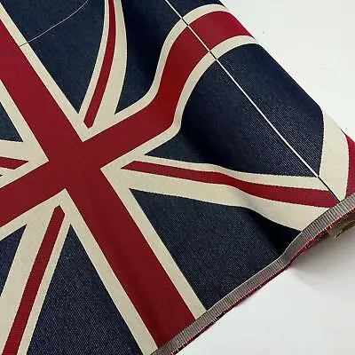 Large Woven Union Jack Flag Heavy Linen Look Upholstery Cushion Panel Fabric Uk • £15.29