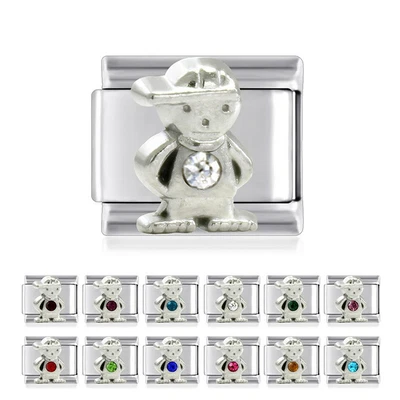 £4.25 • Buy CLASSIC ITALIAN 9mm CHARM FITS CLASSIC ITALIAN BRACELET-BOY BIRTHSTONES
