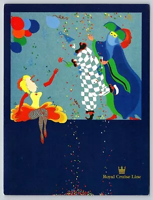 Postcard Royal Cruise Line's Crown Odyssey Ship Menu Art Dancers Clowns • $6.99