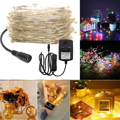 12V LED Micro Wire Copper String Fairy Lights Party Wedding With Main Plug In • £21.08