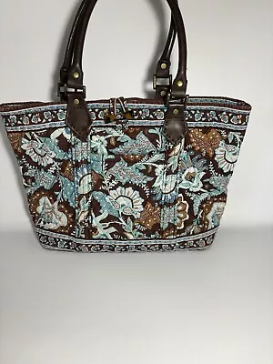 Vera Bradley  Women's Small Tote Bag Java Blue Floral Toggle • $15