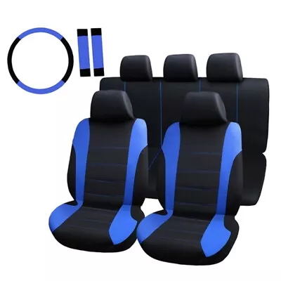 Car Seat Cover Full Set 5-Seats Protector W/ Steering Wheel/Belt Cover Universal • $22.49