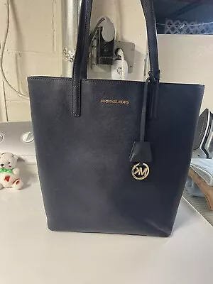 MICHAEL Michael Kors Studio Mercer Lg Leather Tote Navy Blue MSRP $298 • $45