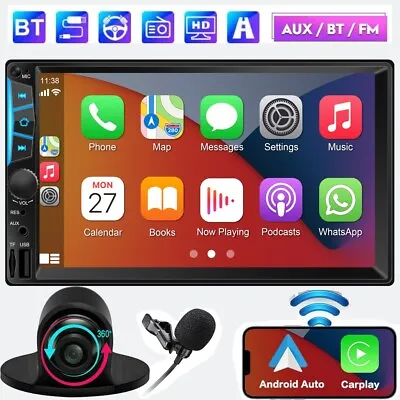 Double 2Din Radio 7  Car Stereo FM Player W/ Wireless Apple CarPlay Android Auto • $74.68