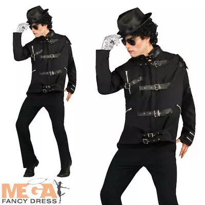 Mens Michael Jackson Bad Buckle Fancy Dress Singer Adults Halloween Costume  • £12.99