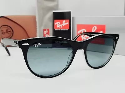 Ray Ban WAYFARER II Polished Black/blue Gradient RB2185 12943M 55 Sunglasses NEW • $84.99