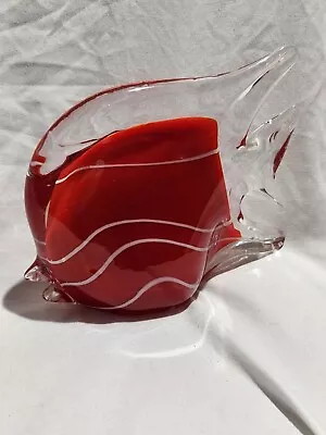 Fish Figurine Red Glass Sculpture Art Glass Vintage Murano Hand Blown Ocean • $24