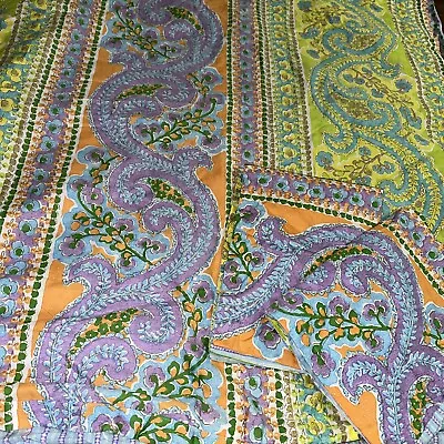 3 Pc Echo Boho Paisley Reversible Queen DUVET COVER COTTON + 2 Sham Green Orange • $49