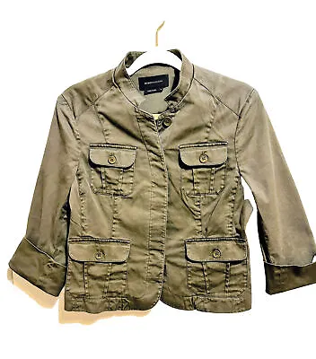 BCBG MAX AZRIA Gravel Taupe Cotton 3/4 Sleeve  Utility Jacket Medium Y2K • $15
