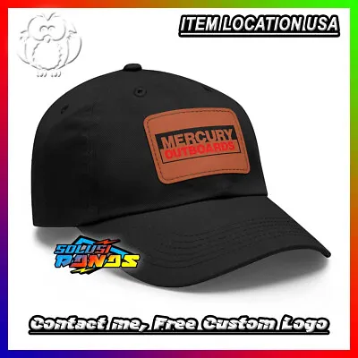 New Item!! MERCURY OUTBOARDS Logo Hat With Leather Patch Black • $28.50