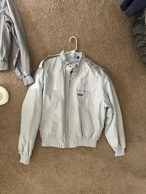 Members Only Jacket Mens Size 44 Light Gray Full Zip Pockets Bomber Pre Owned • $27