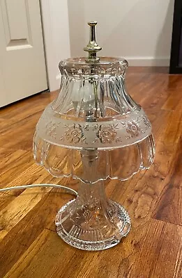 Vintage 24% Lead Crystal Glass Retro Etched Boudoir Lamp Beside Desk Nightstand • $28.88