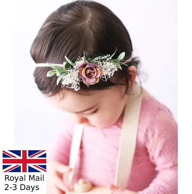 Baby Girls New Born Kids Flower Floral Elastic Hairband Headband Cute Stretchy • £3.89