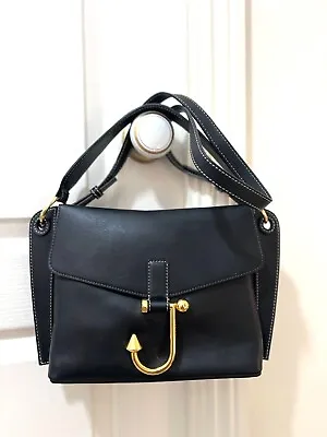 J.W. Anderson Black Anchor Logo Hoist Leather Gold Shoulder Crossbody Handbag • £185