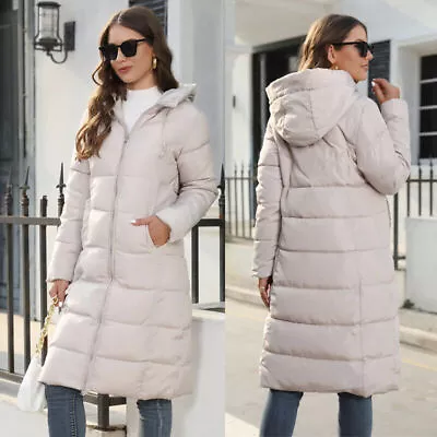 Warm Winter Jacket Knee Women's Long Hooded Parka Coat Outdoors Traveling Padded • $39.99