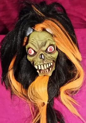 Vtg HALLOWEEN 2003 Paper Magic Group Black Orange Hair Shrunken Head Mask Prop • $12.95