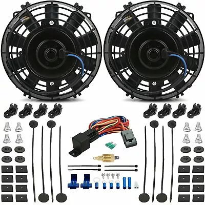 Dual 6-7 Inch Electric Cooling Fan 3/8  Npt Grounding 180f Thermostat Switch Kit • $79.95