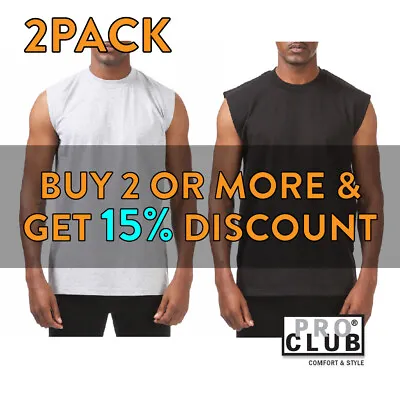 2 Pack Proclub Mens Plain Tank Top Casual Sleeveless Muscle Tee Gym Fitness • $15.50