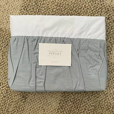 RH Baby & Child Vintage Washed Percale Crib Bed Skirt Gray Grey 102028 • $59.99