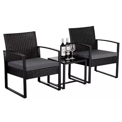 Rattan Garden Furniture Sets Bistro Set 3 Piece Rattan Chairs And Table Balcony  • £70