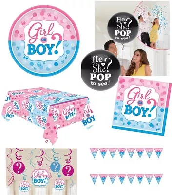 Gender Reveal Baby Shower Party Decorations Boy Girl Plates Napkins Tableware • £1.94