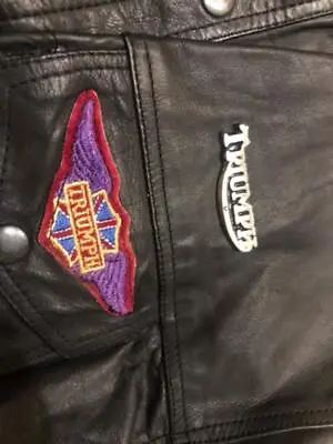 Leather King Triumph Patch Leather Jacket Size Medium • $50