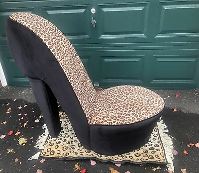 Vintage Leopard High Heel Chair Shoe Stiletto Accent Seat • $275