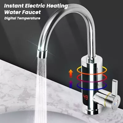 360° Kitchen Bathroom Electric Heater Instant LED Faucet Hot Water Tap Fast Heat • £16.14