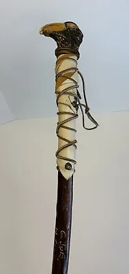 Vtg Handcarved Handmade Folk Art Bald Eagle 44  Walking Hiking Cane Stick G. Joe • $79.99