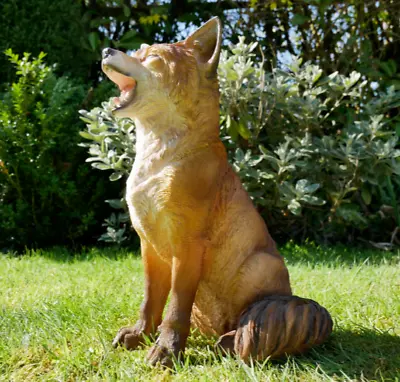 Fox Figure Garden Statue Country Wildlife Animal Resin Patio Lawn Ornament • £32.98