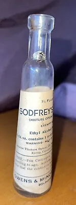 $29.99 • Buy Godfrey's Cordial Opium & Sassafras Empty Glass Bottle Owen’s Minor Richmond VA