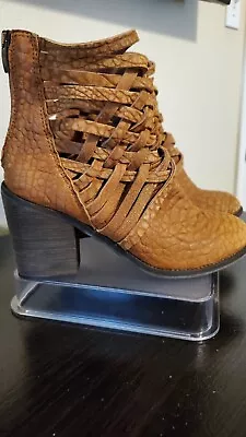 FREE PEOPLE Womens Carrera Braided Woven Leather Bootie  Vintage Tan Sz 9.5 US  • $30.99