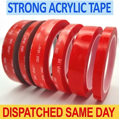 DOUBLE SIDED TAPE 3M Extra Strong Heavy Duty Adhesive Sticky Tape 1.5M/3M/5M • £4.75