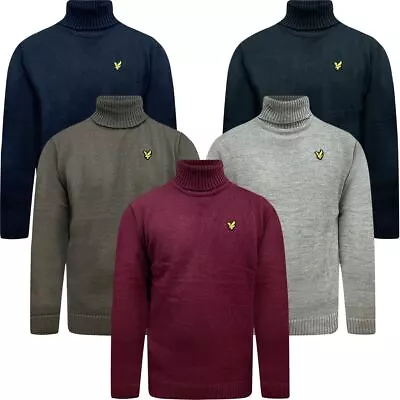 Lyle & Scott Mens Turtle Neck Plain Ribbed Knit Jumper Pullover Knitwear Sweater • £12.99