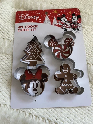 Disney Mickey Mouse Holiday Christmas Cookie Cutter 4-Piece Set NEW • £9.45