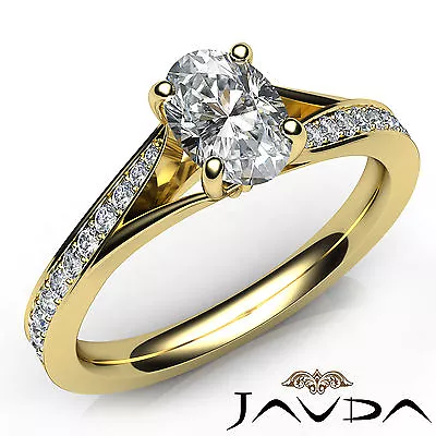 Cathedral Split Shank Oval Diamond Engagement Micro Pave Ring GIA D SI1 0.85 Ct • $2699